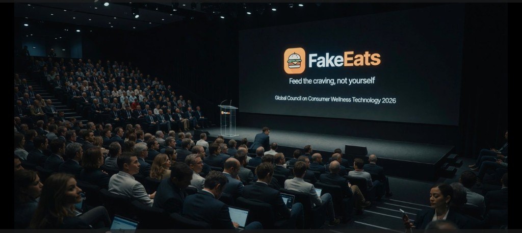 FakeEats press conference — wide shot