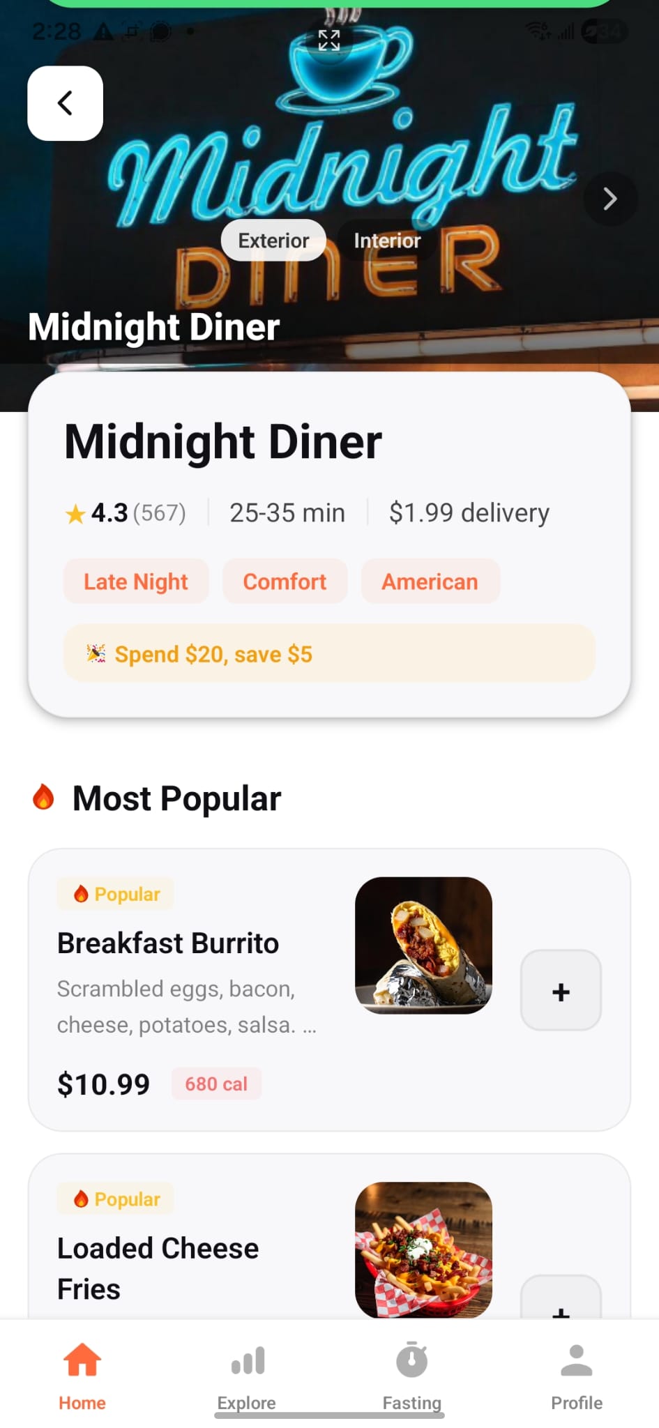 Menu & Cart
